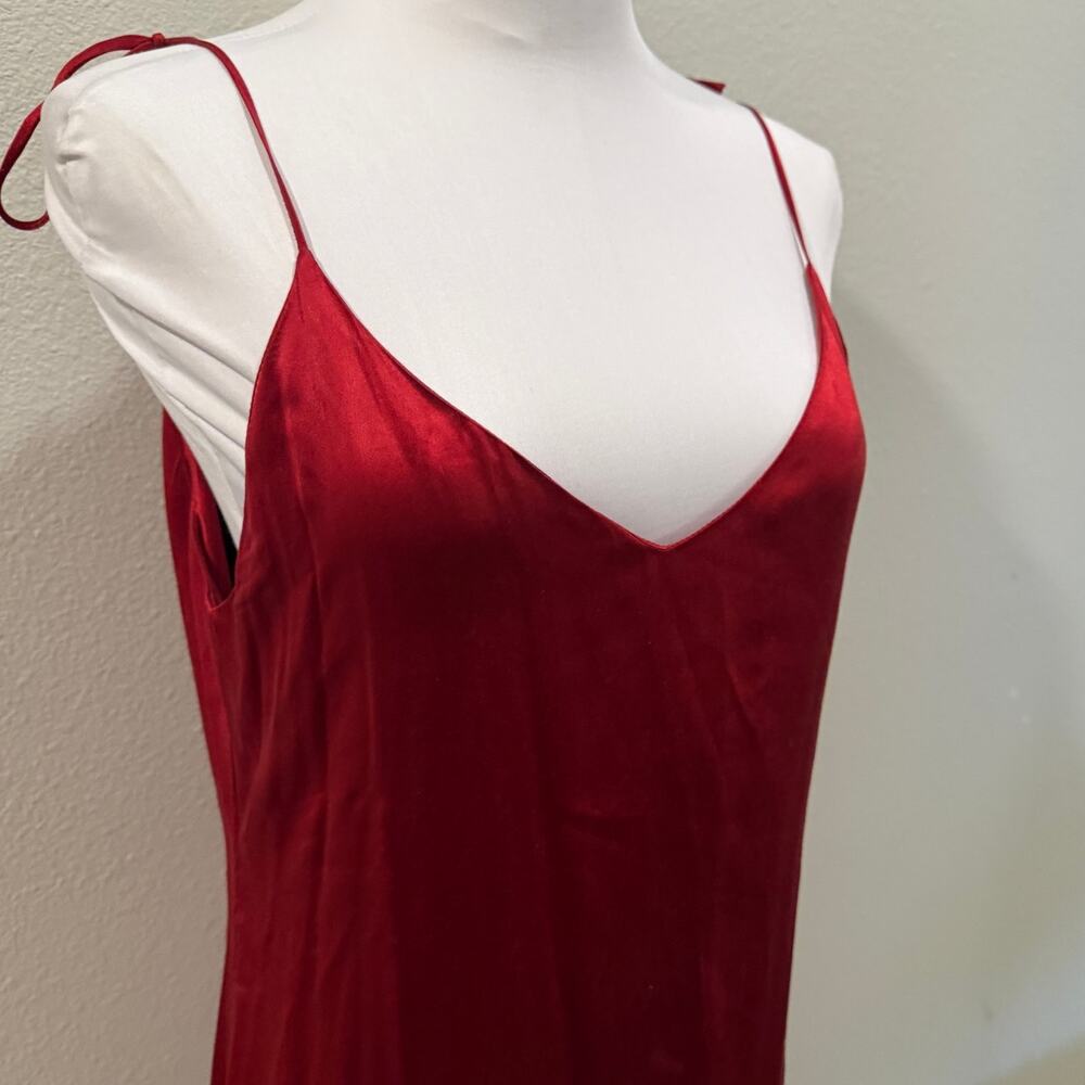 Reformation Red 100% Silk Satin Slip Maxi Dress Cocktail Elegant Quiet Luxury S - Picture 5 of 10
